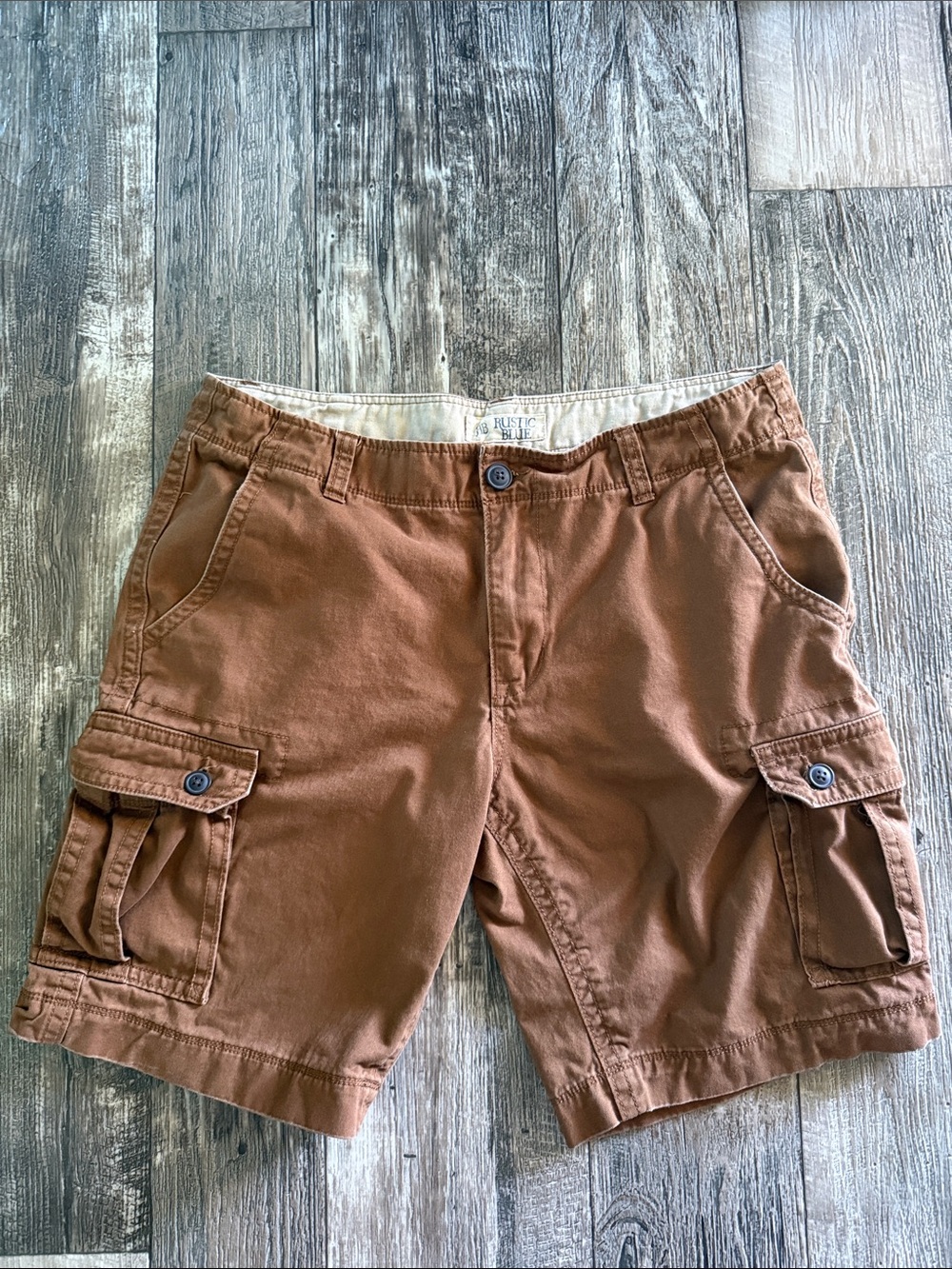 Rustic Blue Men's Brown Cargo Shorts - Classic Utility Style, 36..  💯  COTTON